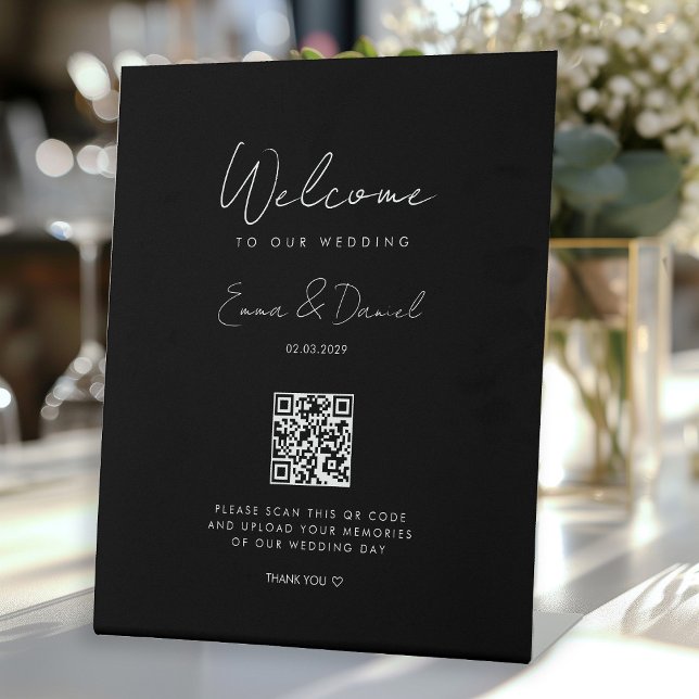 Welcome QR Code Wedding Galery Black Sockelschild (Von Creator hochgeladen)