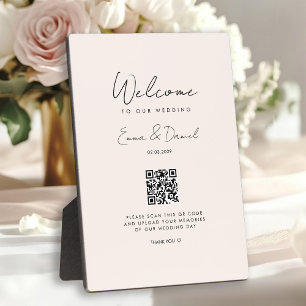 Welcome QR Code Wedge Beige Galery Fotoplatte