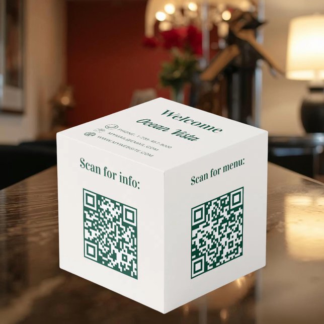 Welcome QR codes info hotel restaurant table ivory Würfel (Von Creator hochgeladen)