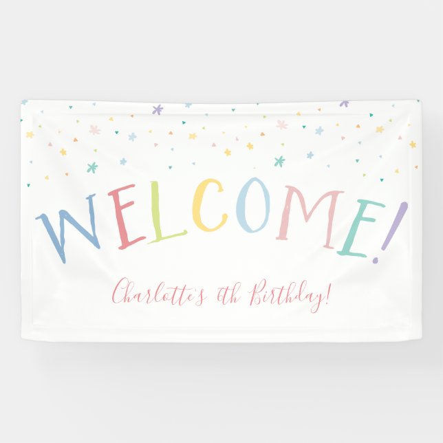 WELCOME RAINBOW TYPE hübsches Party Pastellfarben Banner (Horizontal)
