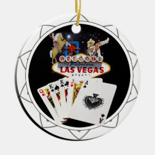 Welcome Sign Black Poker Chip Keramikornament