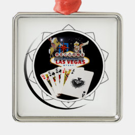 Welcome Sign Black Poker Chip Silbernes Ornament