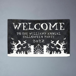 Welcome Sign Family Annual Halloween-Party Banner