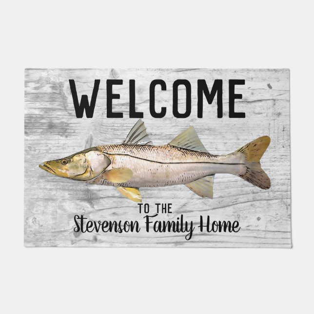 Welcome Snook Fishing Family Name Zuhause Hütte Fußmatte (Vorderseite)