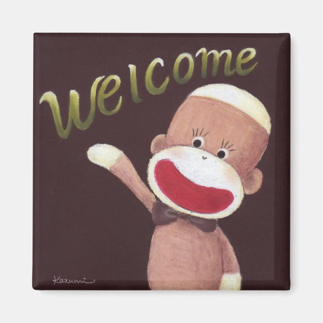 Welcome Sock Monkey Magnet (Vorne)