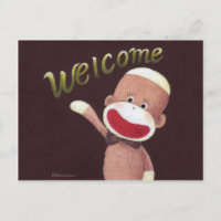 Welcome Sock Monkey Postcard