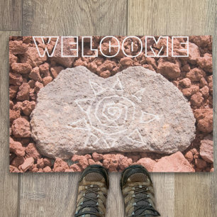 WELCOME Southwestern Sun Etched Arizona Lava Rock Fußmatte