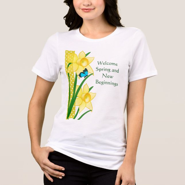 Welcome Spring Daffodien Tri-Blend Shirt (Vorderseite)