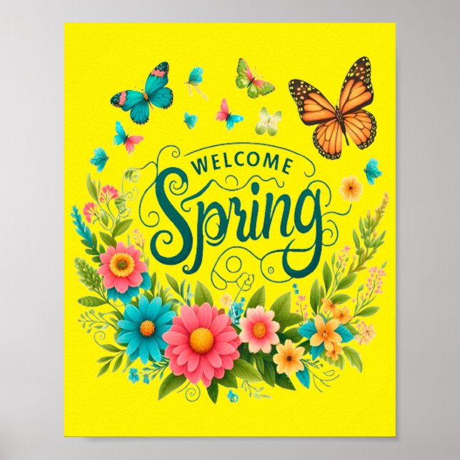 Welcome spring floral  poster (Vorne)
