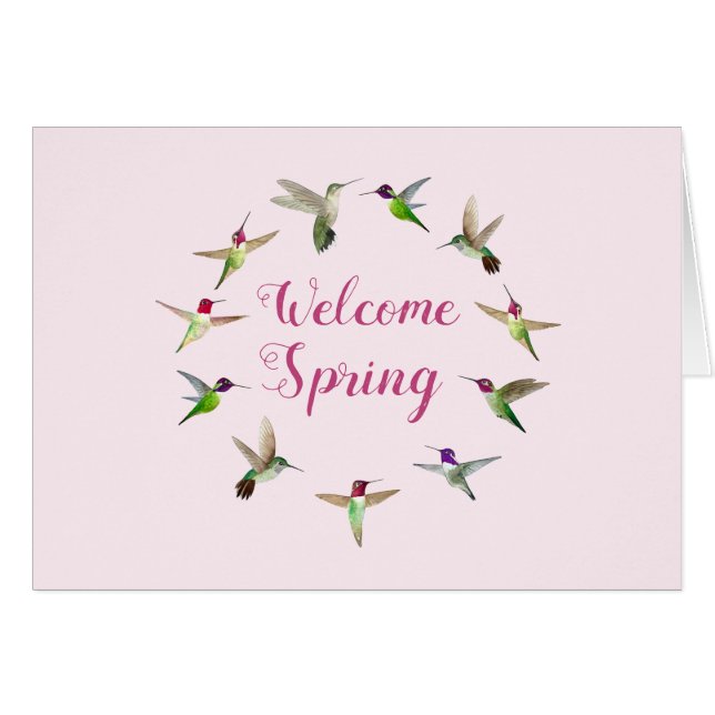 Welcome Spring Hummingbirds Card (Vorderseite (Horizontal))