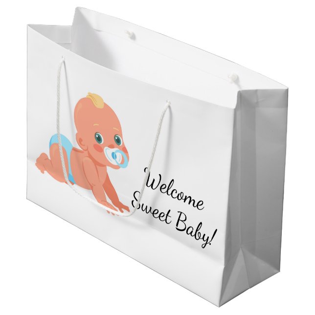 Welcome Sweet Baby Große Geschenktüte (Vorderseite Schrägansicht)