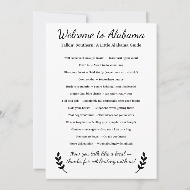 Welcome to Alabama Personalized with Local Phrases (Vorderseite)