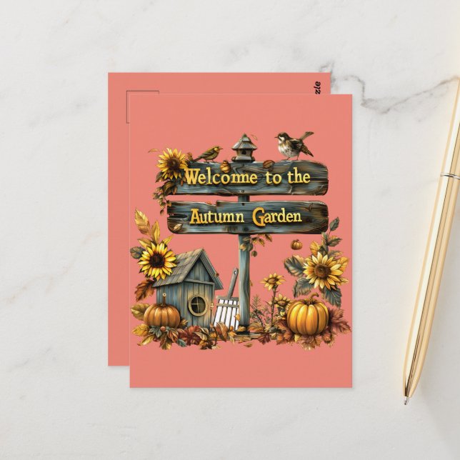 Welcome to Automn Postkarte (Vorderseite/Rückseite Beispiel)