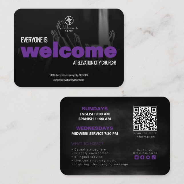 Welcome To Church Invitation Calling Card Template Telefonnummerkarte (Vorne/Hinten)