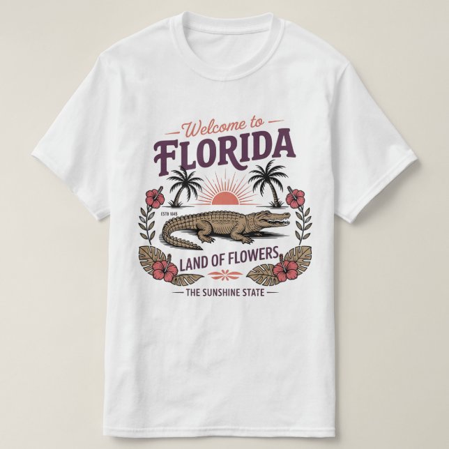 Welcome to Florida Alligator Sunshine State Est. T-Shirt (Design vorne)