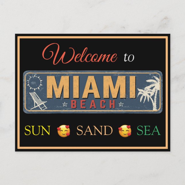 Welcome to Miami Beach Feiertagspostkarte (Vorderseite)