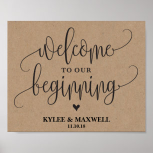 Welcome to Our Beginning Editable Wedding Sign Poster