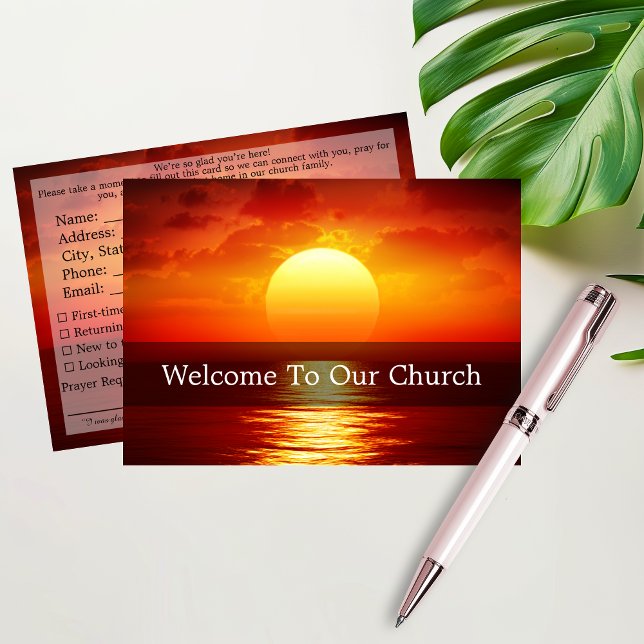 Welcome To Our Church Visitors Big Sunset Karte (Welcome To Our Church Visitors Big Sunset Card)