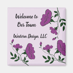 Welcome to Our Team Purple Floral New Employee Magnet