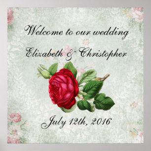 Welcome to our Wedding Vintage Red Rose Poster