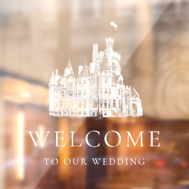 Welcome to Our Wedding White Venue Illustration Fensteraufkleber