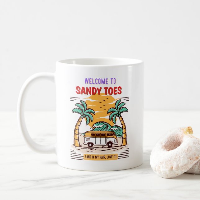 Welcome To Sandy Toes Summer Beach  Kaffeetasse (Mit Donut)