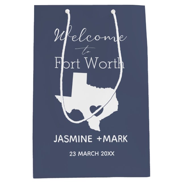 Welcome to Texas Fort Worth Custom Party  Medium G Mittlere Geschenktüte (Vorderseite)