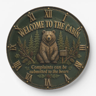 Welcome to the Cabin Bear Cabin Woodland Lodge Pappteller