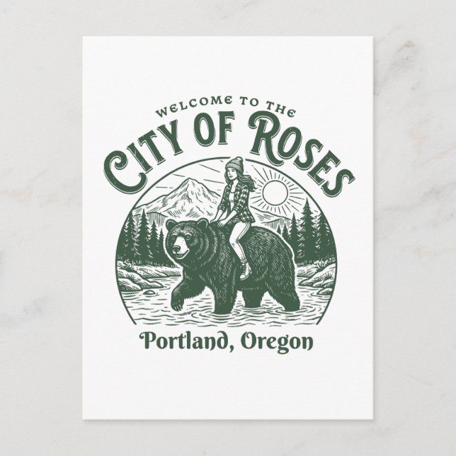 Welcome to the City of Roses Portland City Oregon Postkarte (Vorderseite)