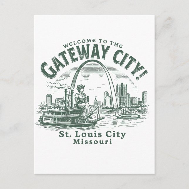 Welcome to the Gateway City St. Louis City Missour Postkarte (Vorderseite)