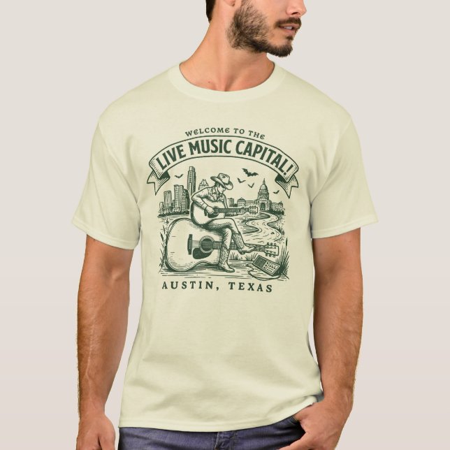Welcome to the Live Music Capital Austin City Texa T-Shirt (Vorderseite)