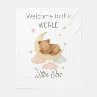 Welcome to the World Baby Blanket Boho Watercolor Fleecedecke
