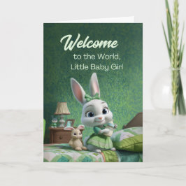Welcome to the World Baby Girl Cute Bunny Nursery Karte