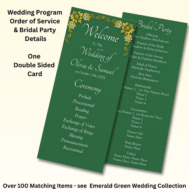 Welcome to Wedding Ceremony, Emerald Green & Gold Programm (Von Creator hochgeladen)