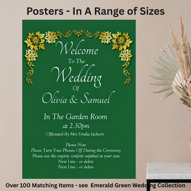 Welcome to  Wedding Emerald Green & Gold Poster (Von Creator hochgeladen)