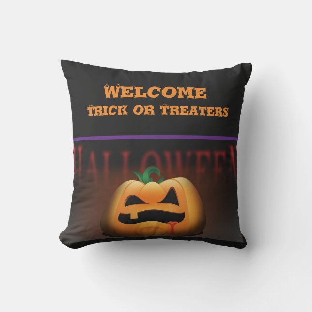 Welcome Trick oder Treaters Halloween Kissen (Vorderseite)