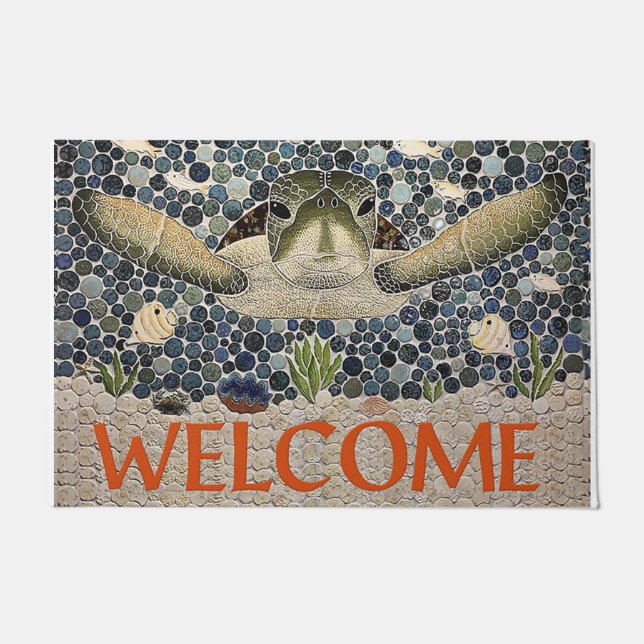 Welcome Turtle Doormat, Cute Turtle Fußmatte (Vorderseite)