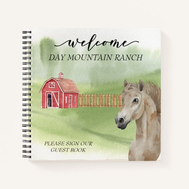 Welcome Typ Ranch Stable Horse Barn Gästebuch Notizbuch (Vorderseite)