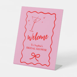 Welcome Wavy Retro Brautparty Sockelschild