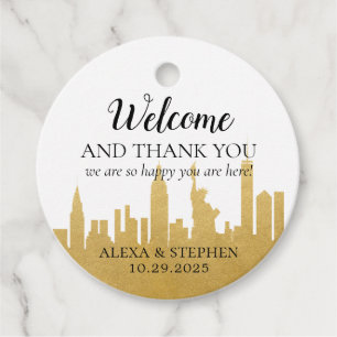 Welcome Wedding Bag New York City NYC Skyline Gold Geschenkanhänger