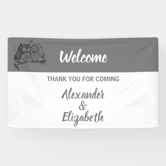 Welcome Wedding Banner Owls Liebe (Horizontal)