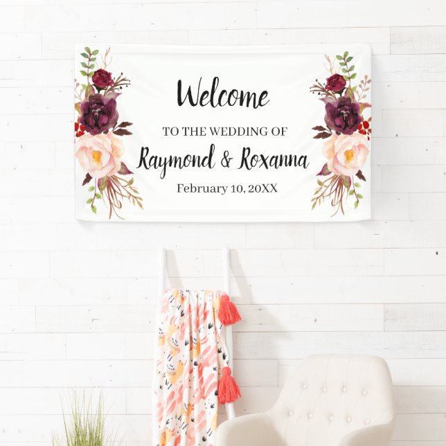 Welcome Wedding Marsala Blume Banner (Insitu)