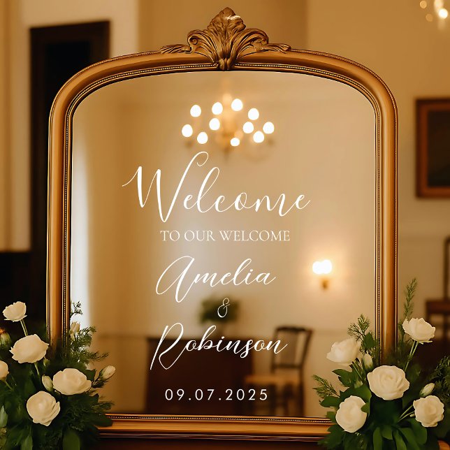 Welcome Wedding Mirror Sign Vinyl Lettering Elegan Fensteraufkleber (Von Creator hochgeladen)