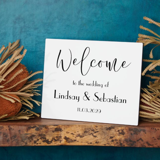 Welcome wedding sign Tabletop Plaque with Easel Fotoplatte (Seite)