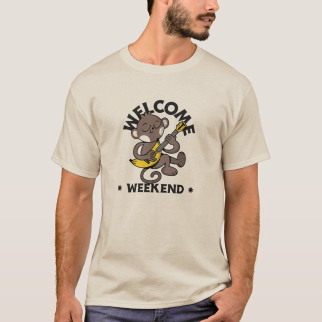 Welcome Weekend with Monkey and Guitar T-Shirt (Vorderseite)