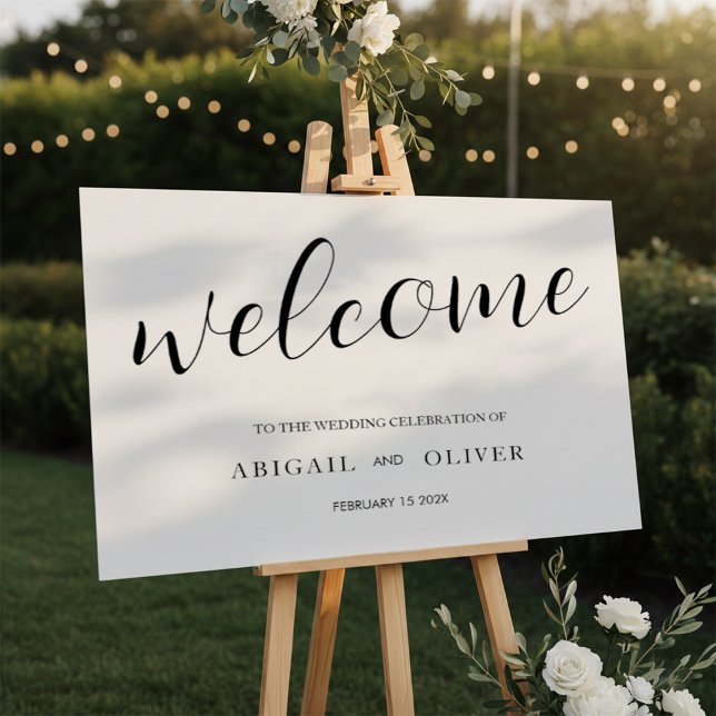 welcome | White Black Calligraphy Simple Poster (Von Creator hochgeladen)