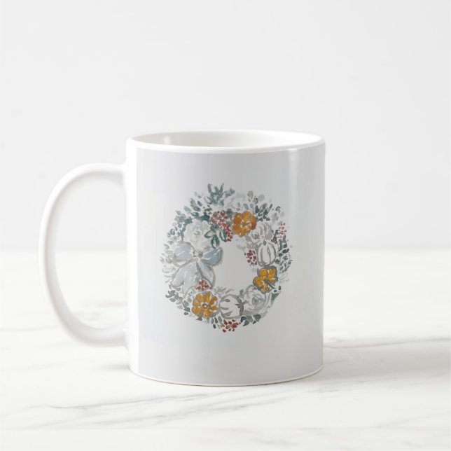 Welcome Wreath Autumn Blue Pumpkin Kaffeetasse (Links)