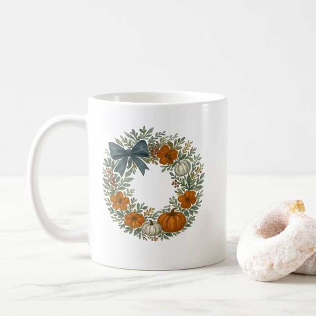 Welcome Wreath Autumn Blue Pumpkin Kaffeetasse (Mit Donut)