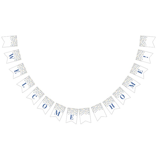 Welcome Zuhause Banner Blue Gold Confetti (Alle)