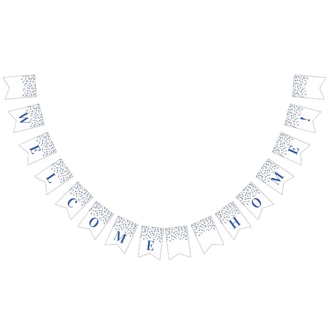 Welcome Zuhause Banner Blue Silver Confetti (Alle)